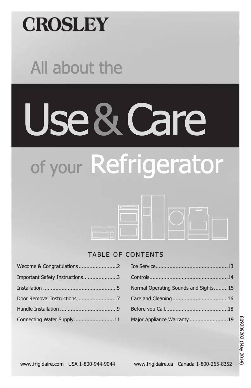 Page 1 de la notice Manuel utilisateur Crosley CRT182HQW