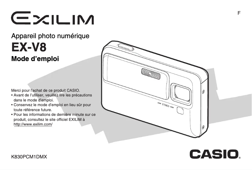 Page 1 de la notice Manuel utilisateur Casio Exilim EX-V8