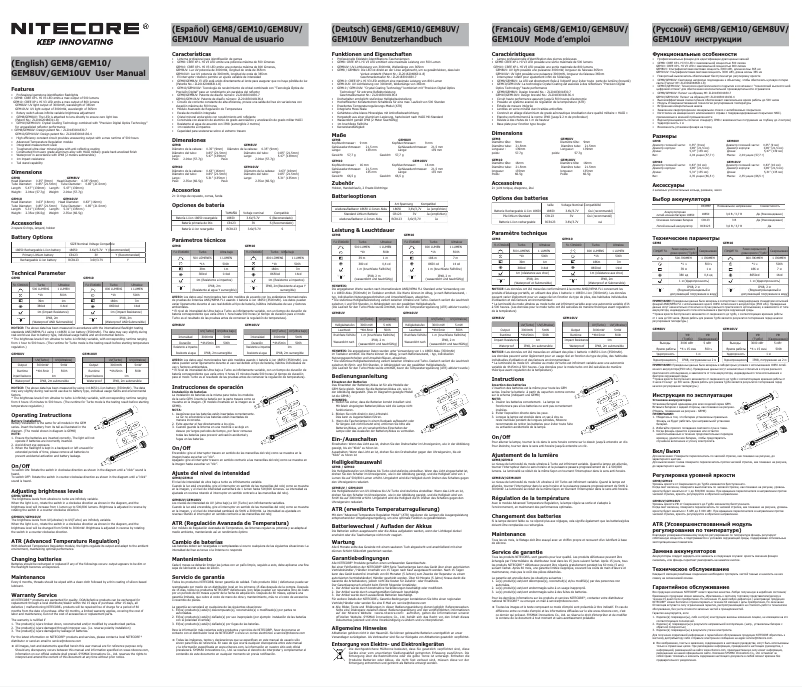 Image de la première page du manuel de l'appareil GEM10UV