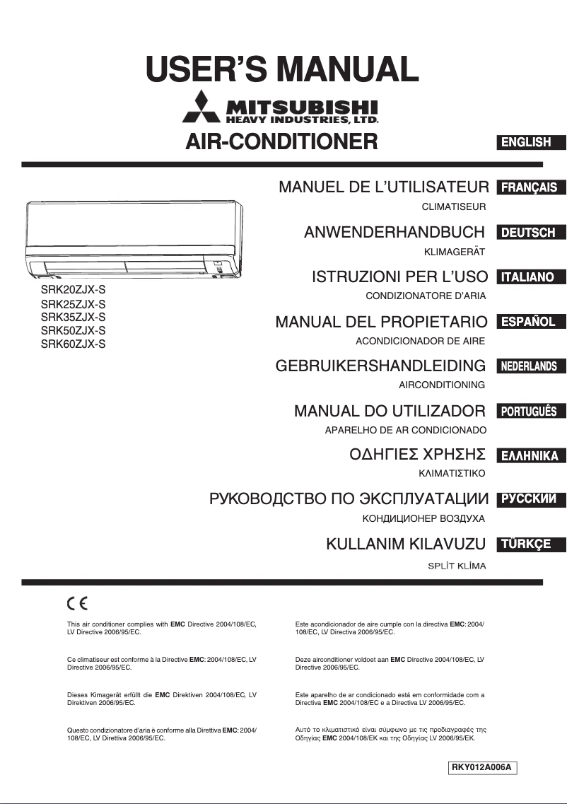 Page 1 de la notice Manuel utilisateur Mitsubishi SRK50ZJX-S