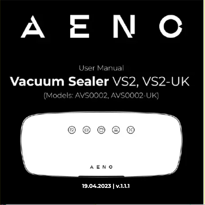 Page n°1 - Manuel utilisateur AENO VS2