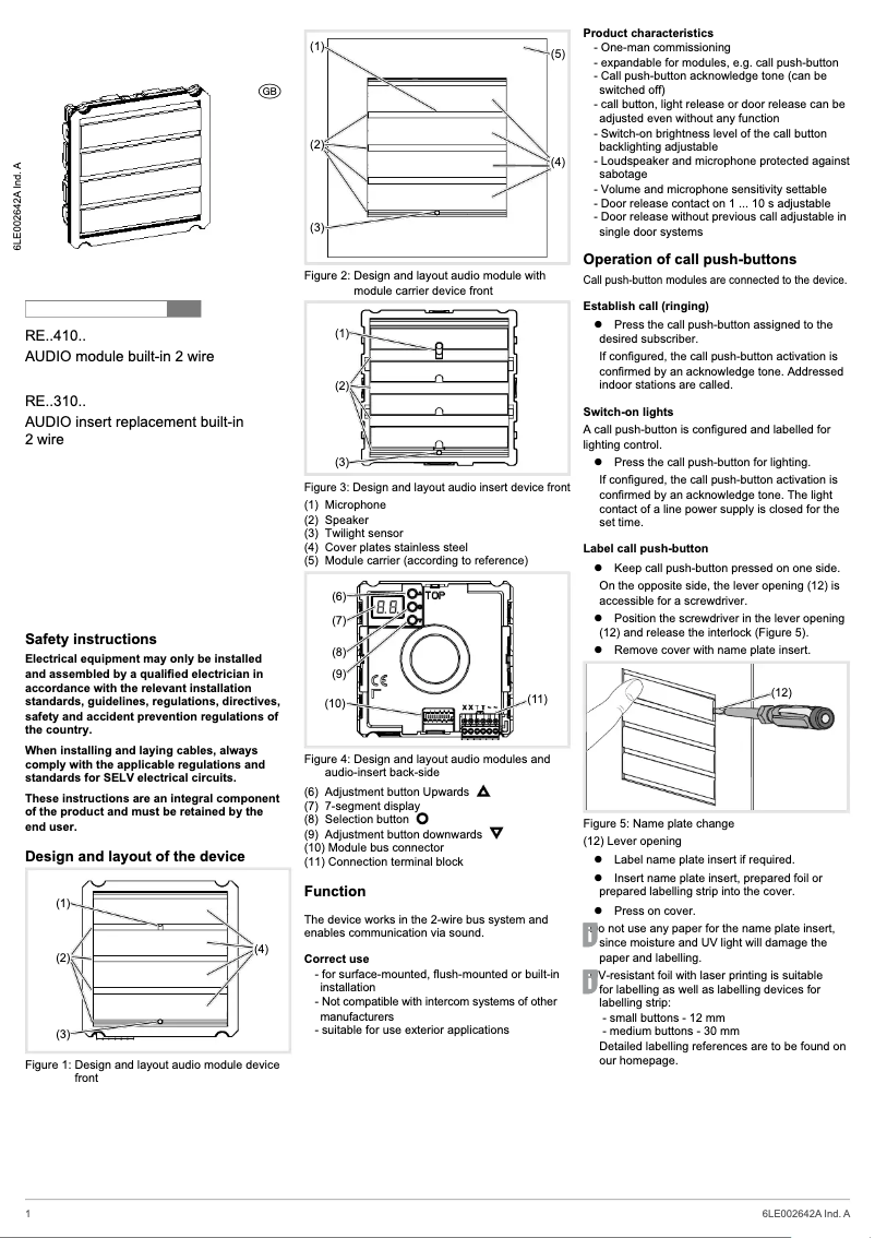 Image de la première page du manuel de l'appareil REN410X