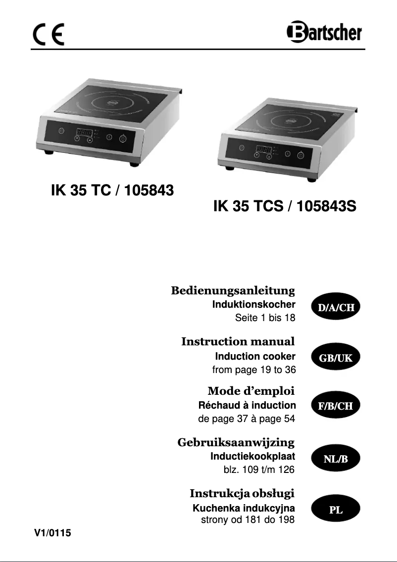 Page 1 de la notice Manuel utilisateur Bartscher IK 35TC