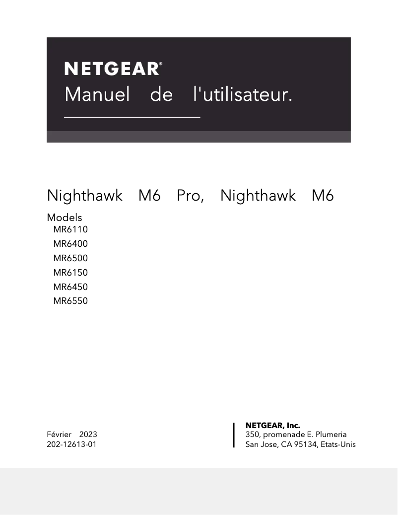 Image de la première page du manuel de l'appareil Nighthawk M6 Pro MR6550
