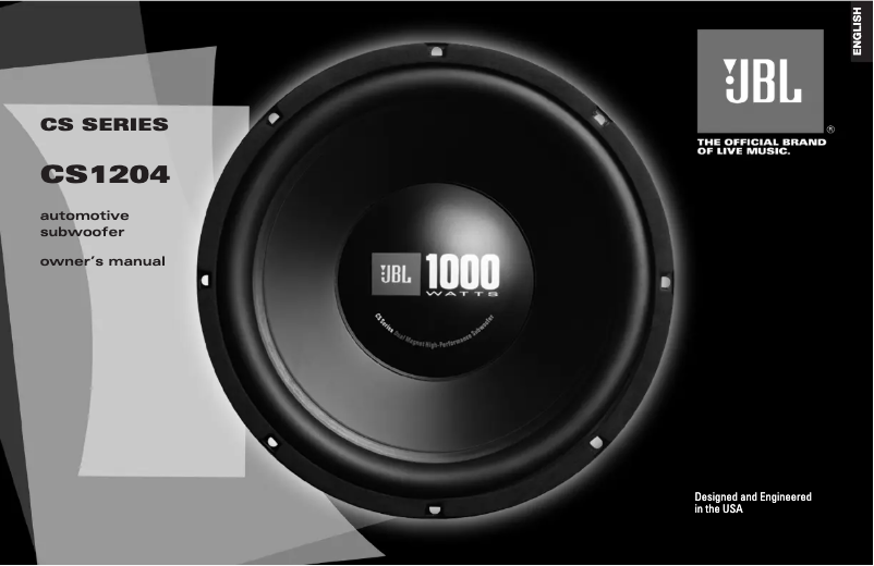 Page n°1 - Manuel utilisateur JBL CS1204