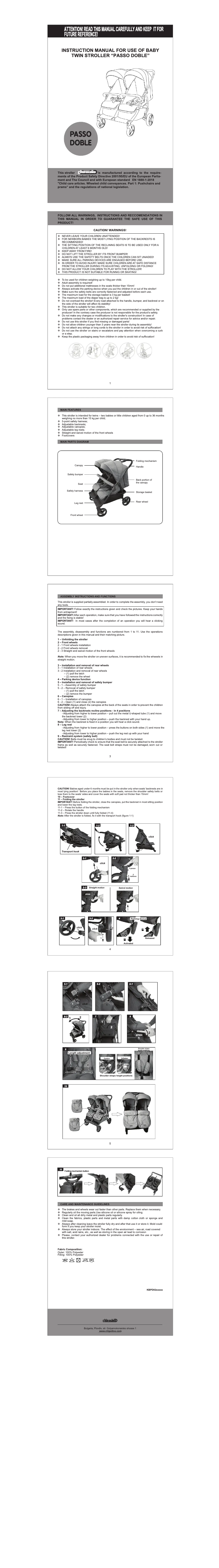 Page n°1 - Manuel utilisateur Chipolino Passo Doble