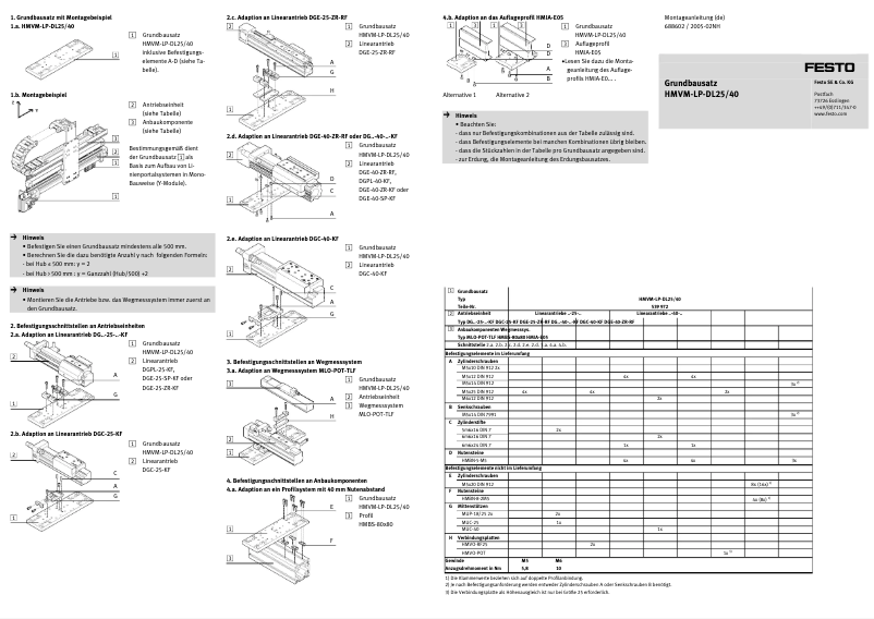 Page n°1 - Manuel utilisateur Festo HMVM-LP-DL25/40