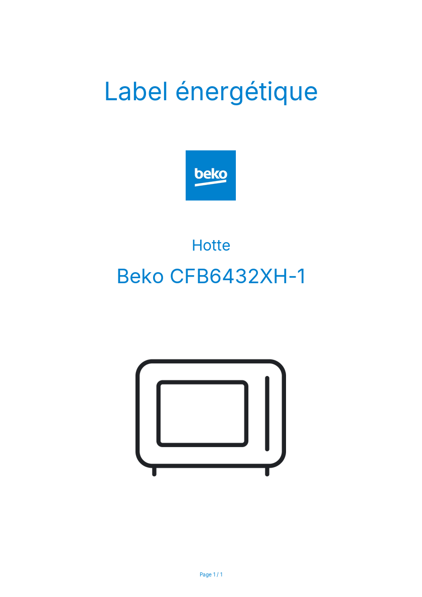 Page n°1 - Label énergétique Beko CFB6432XH-1
