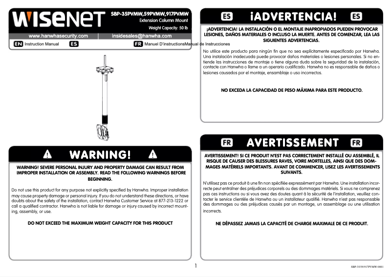 Page n°1 - Manuel utilisateur Hanwha SBP-35PVMW
