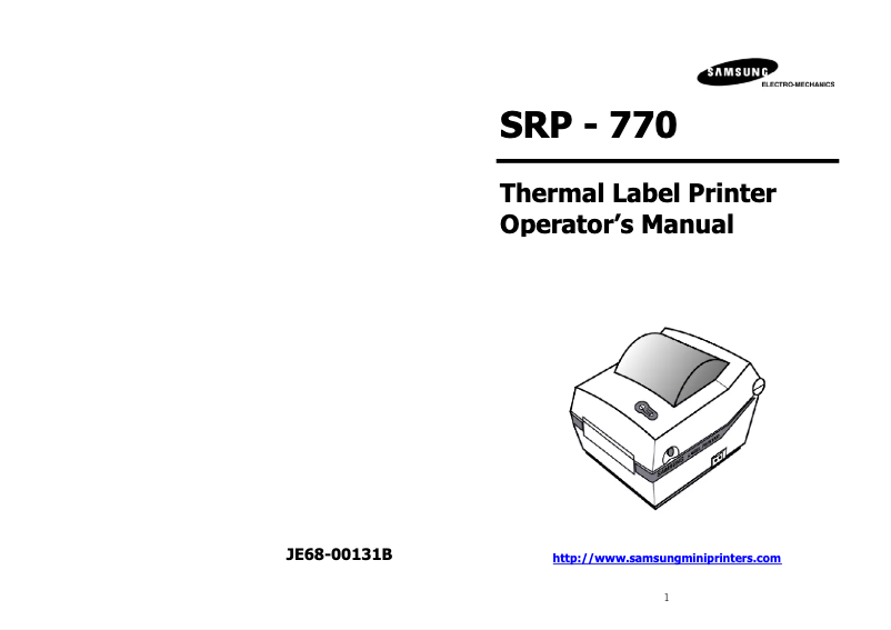 Page 1 de la notice Manuel utilisateur Bixolon SRP-770