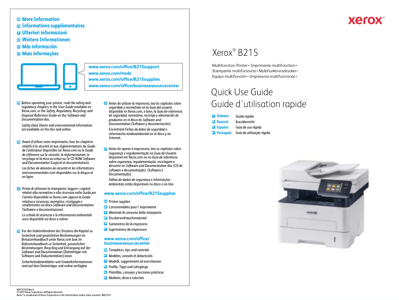Page n°1 - Manuel utilisateur Xerox B215