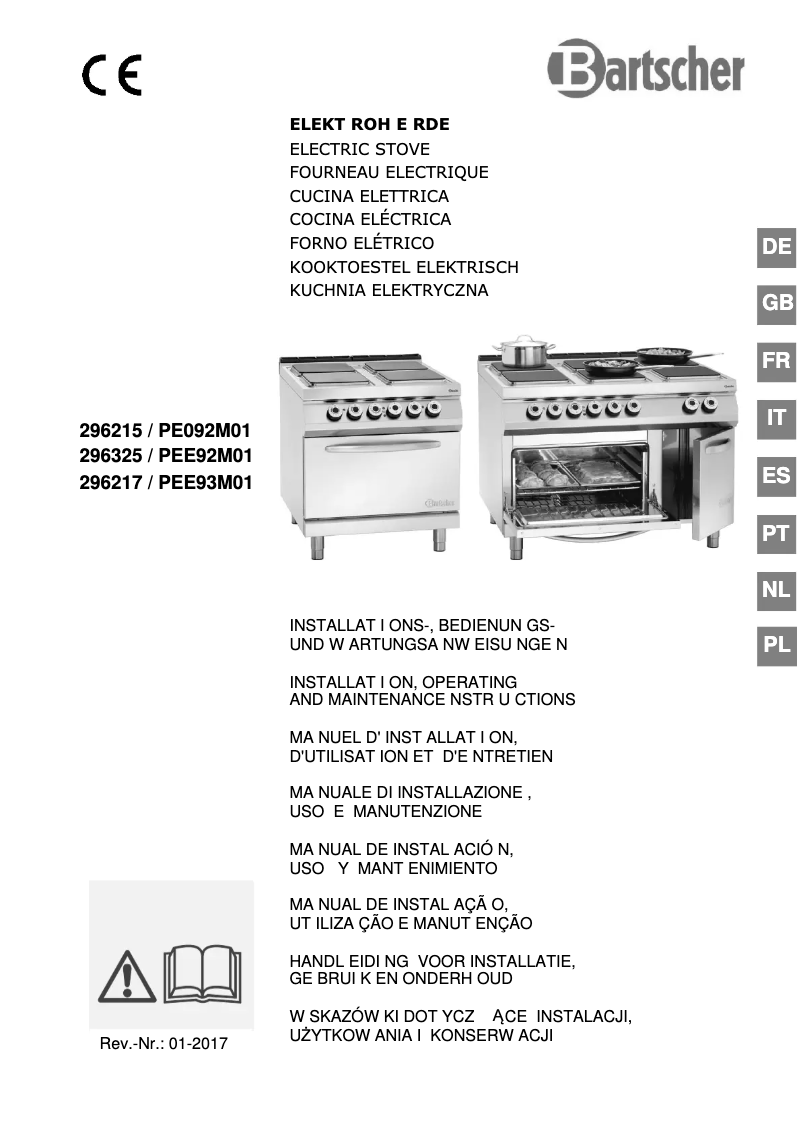 Page 1 de la notice Manuel utilisateur Bartscher 296217