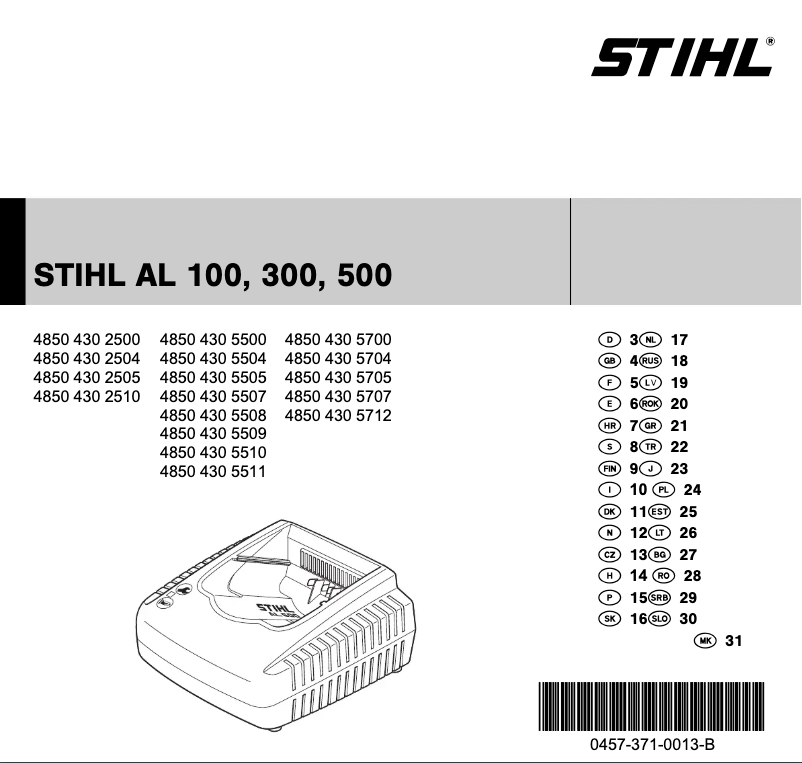 Page 1 de la notice Manuel utilisateur Stihl AL 500