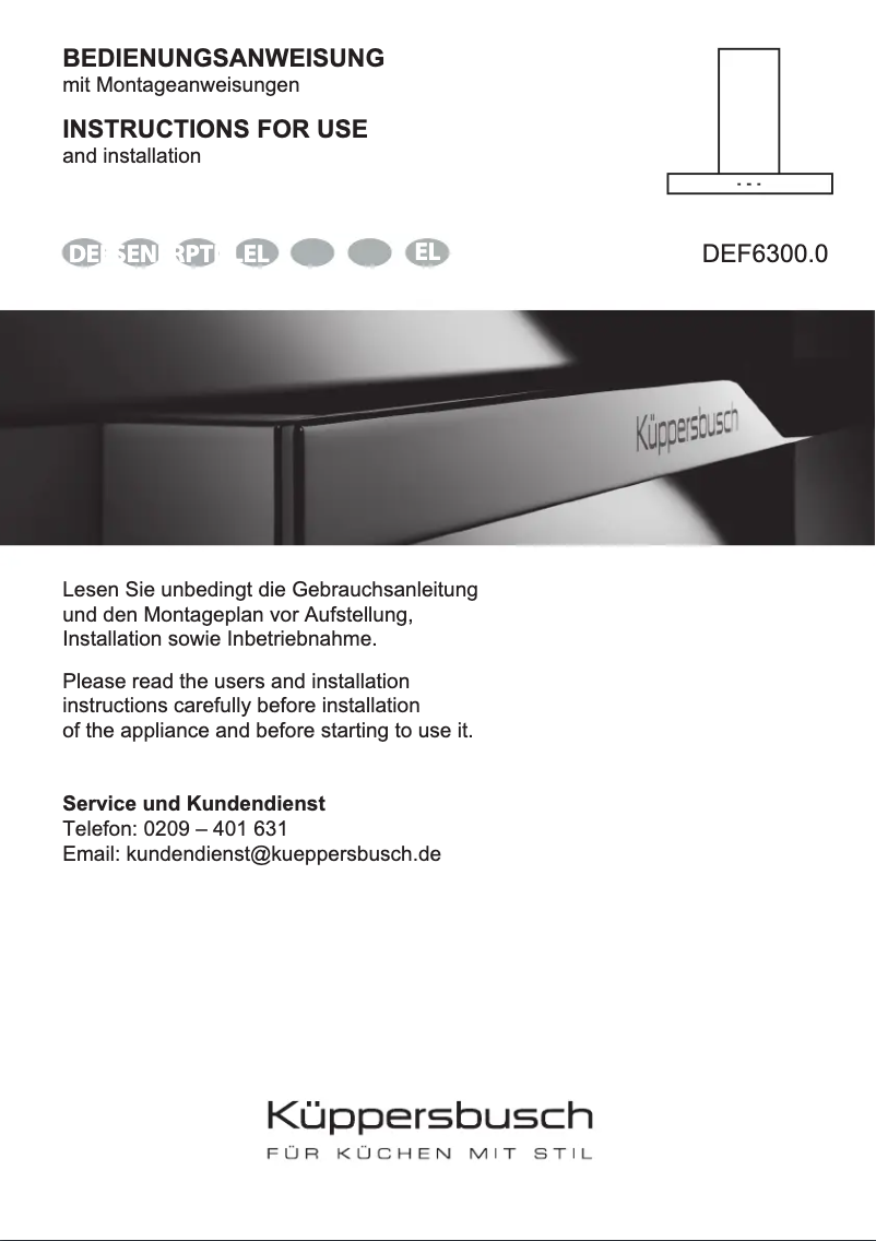 Page n°1 - Manuel utilisateur Küppersbusch DEF 6300.0
