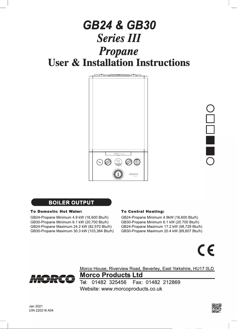 Page 1 de la notice Manuel utilisateur Morco GB24 Series III