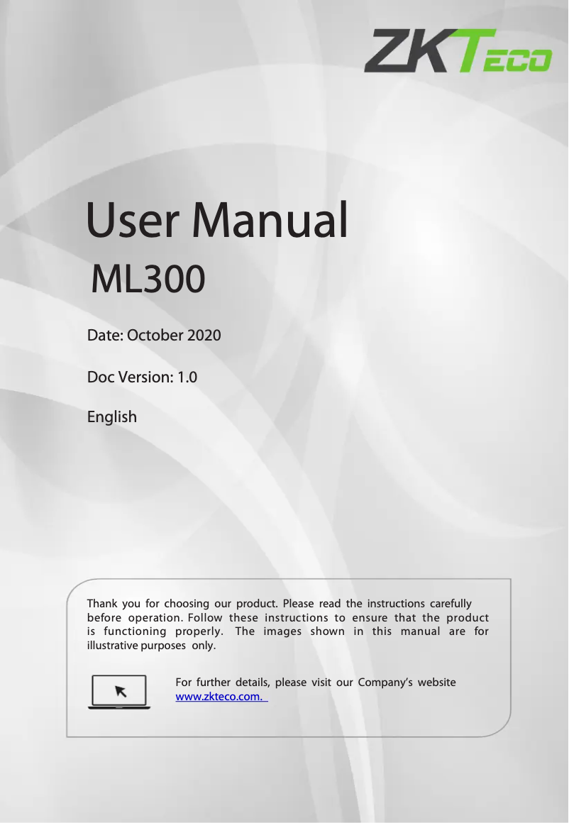 Image de la première page du manuel de l'appareil ML300