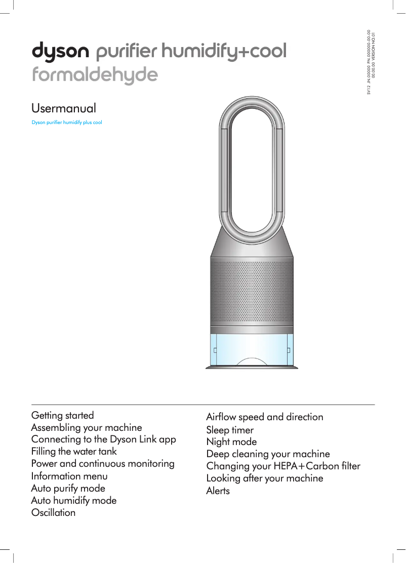 Imagen de la primera página del manual del dispositivo Purifier Humidify+Cool Formaldehyde