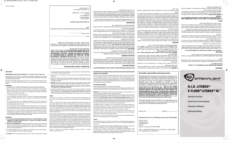 Page n°1 - Manuel utilisateur Streamlight H.I.D. LiteBox