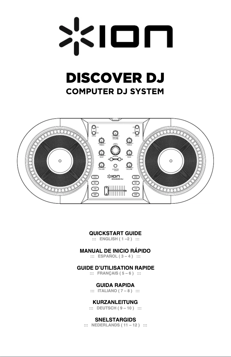 Page 1 de la notice Manuel utilisateur ION Discover DJ