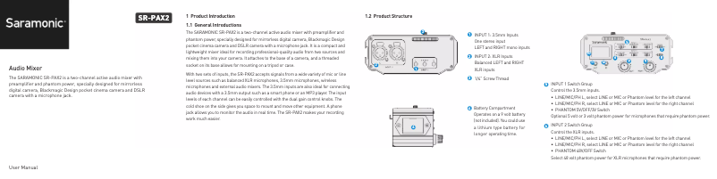 Page 1 of the manual User Manual Saramonic SR-PAX2