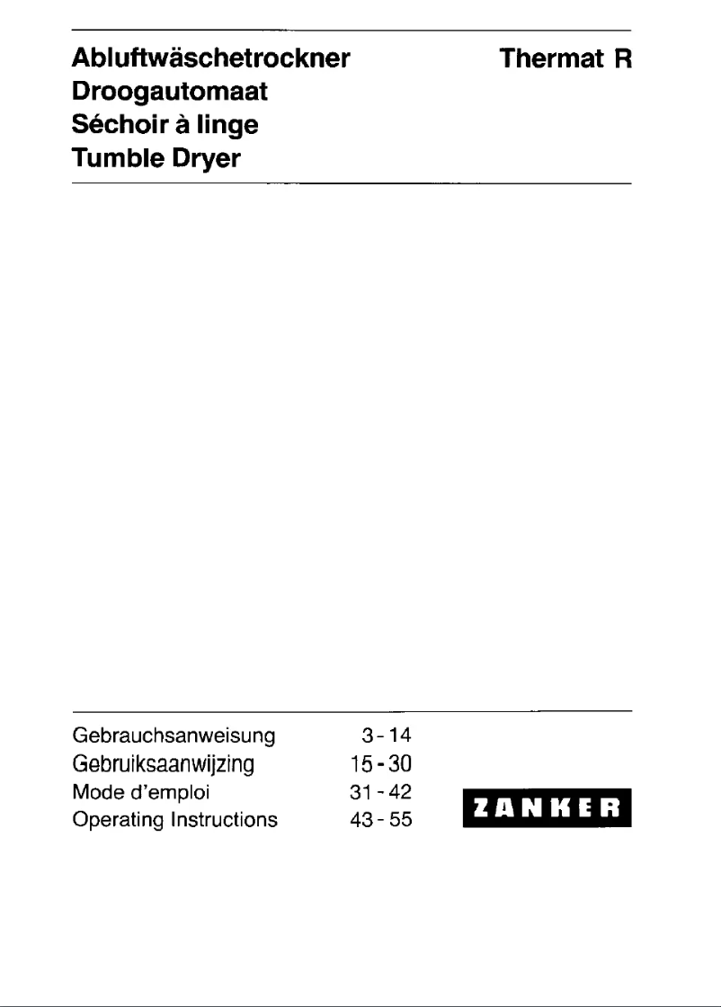 Page n°1 - Manuel utilisateur Zanker Thermat R
