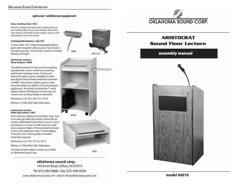 Page n°1 - Manuel utilisateur Oklahoma Sound 6010