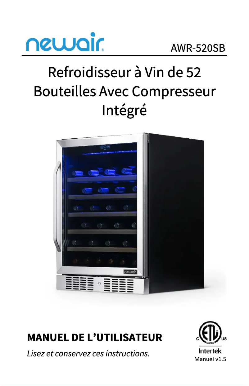 Page n°1 - Guide de démarrage rapide NewAir AWR-520SB