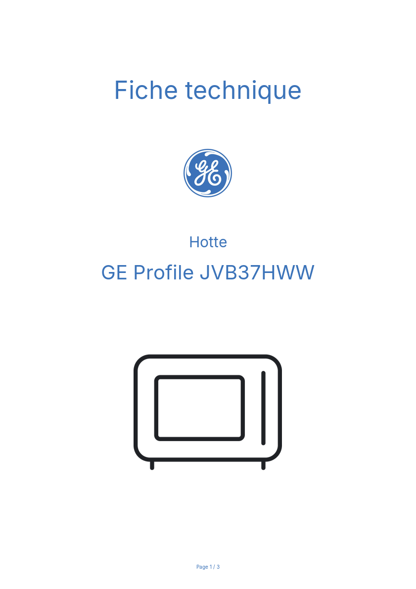 Page n°1 - Fiche technique GE Profile JVB37HWW