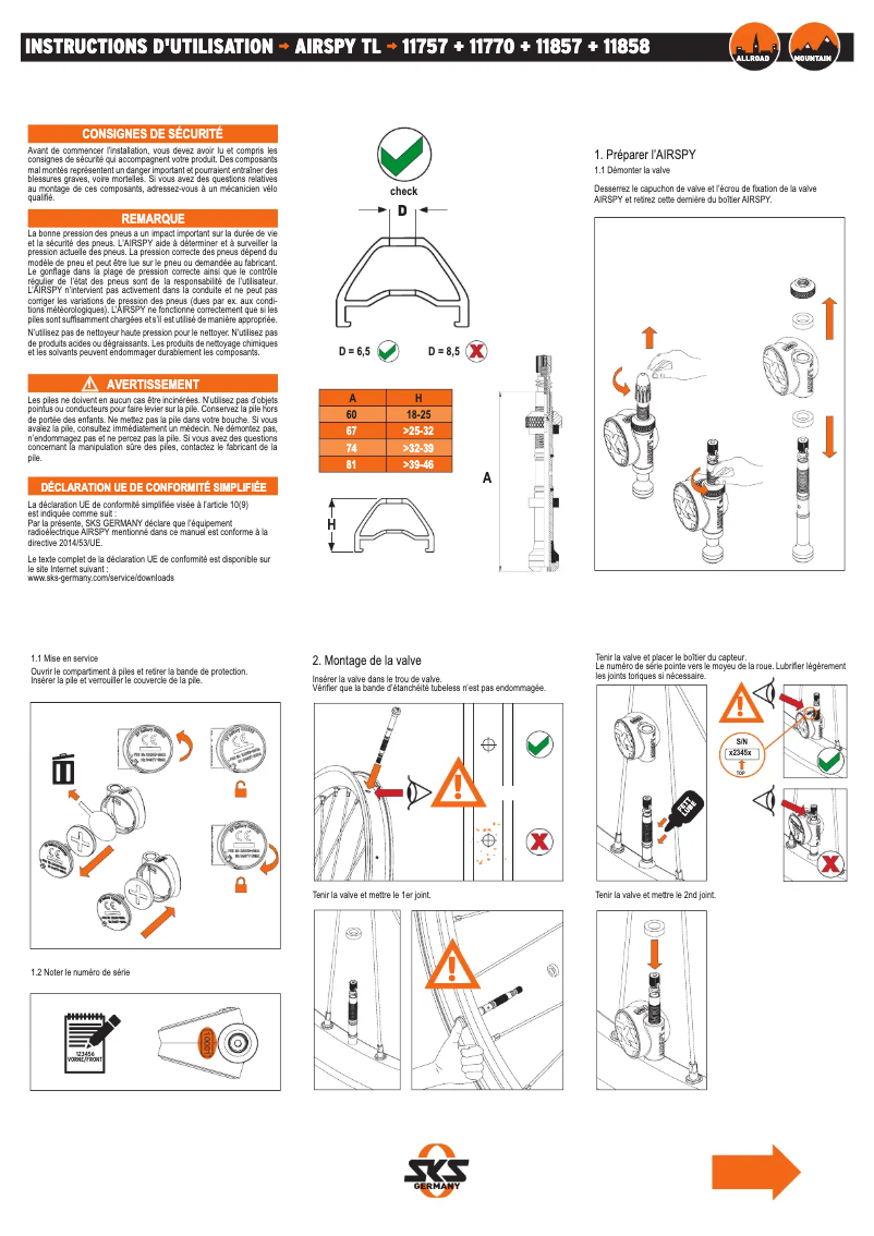 Page 1 de la notice Manuel utilisateur SKS Airspy TL
