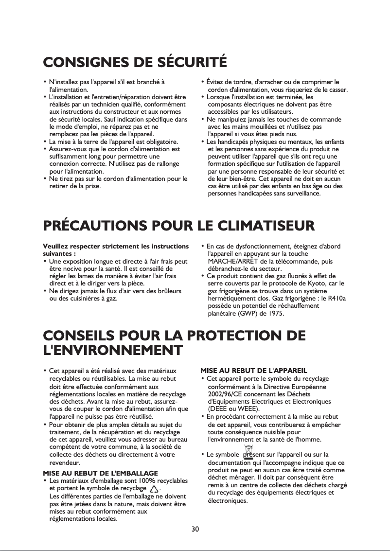 Page 1 de la notice Manuel utilisateur Whirlpool AMD 082