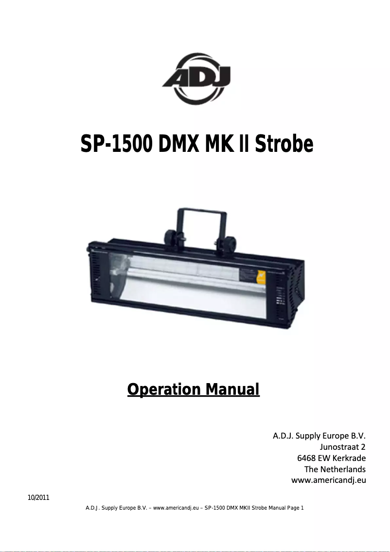 Image de la première page du manuel de l'appareil SP-1500 DMX MK II