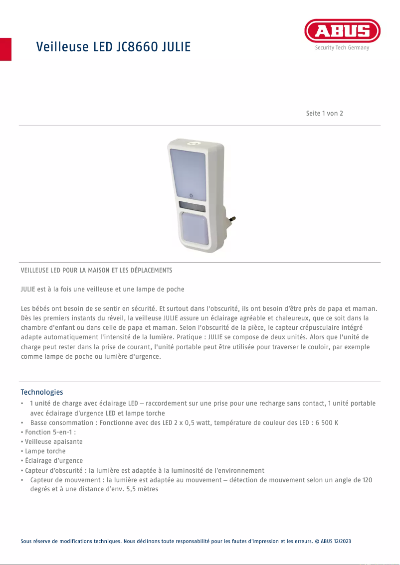 Image de la première page du manuel de l'appareil JC8660 JULIE