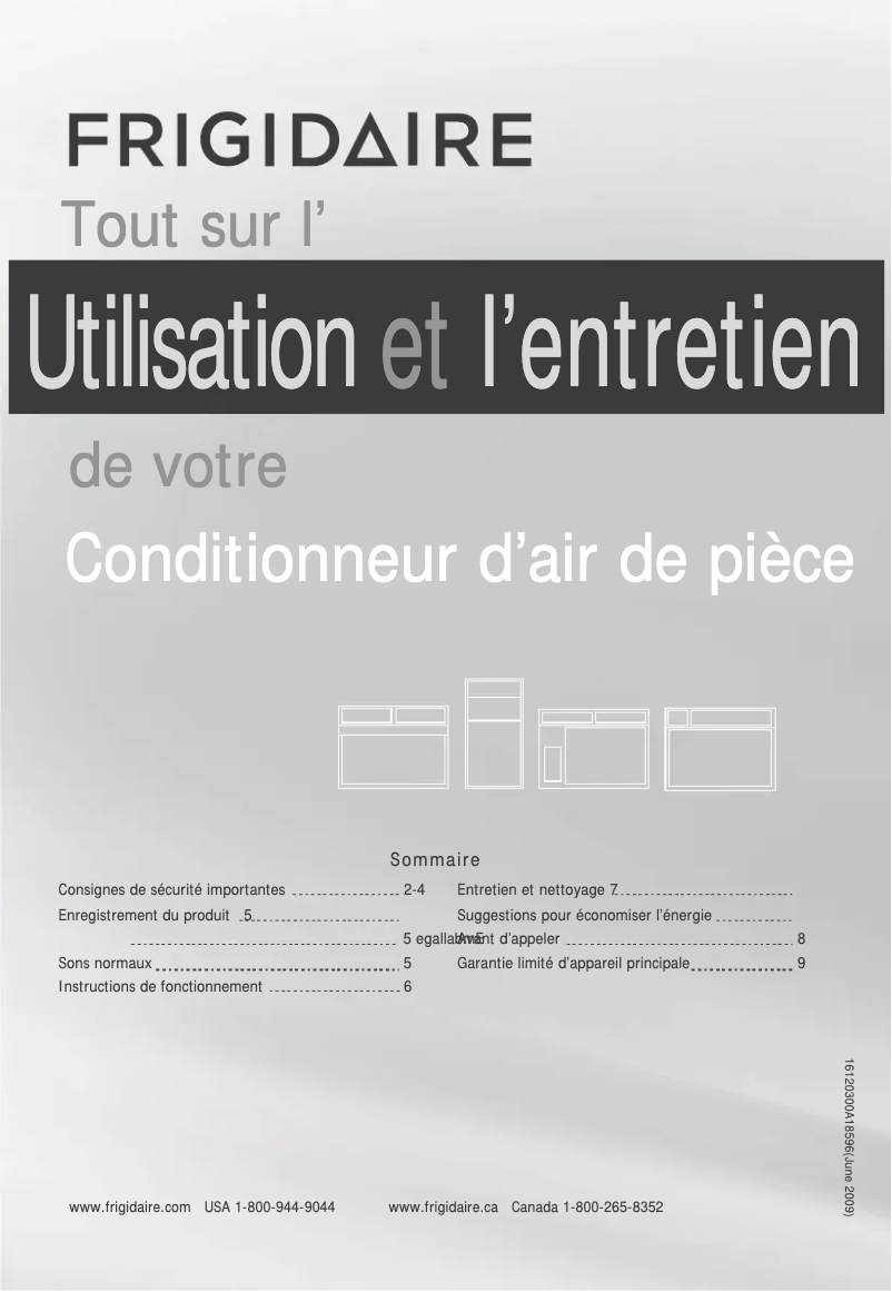 Page n°1 - Manuel utilisateur Frigidaire FFRA051WA1