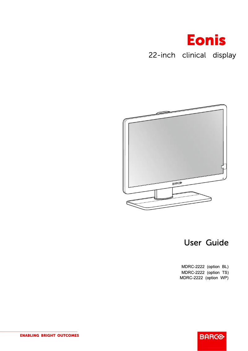 Page 1 de la notice Manuel utilisateur Barco Eonis MDRC-2222