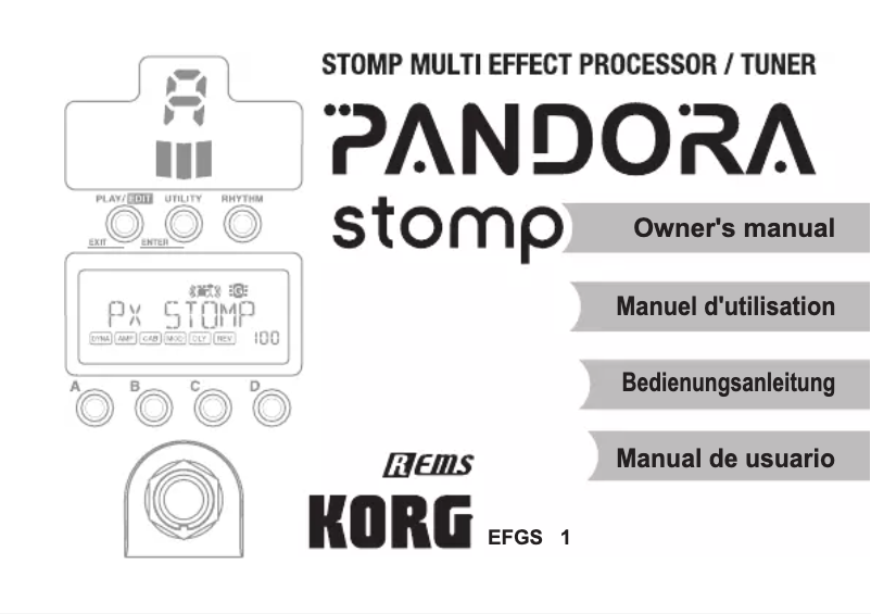 Page 1 de la notice Manuel utilisateur Korg Pandora stomp