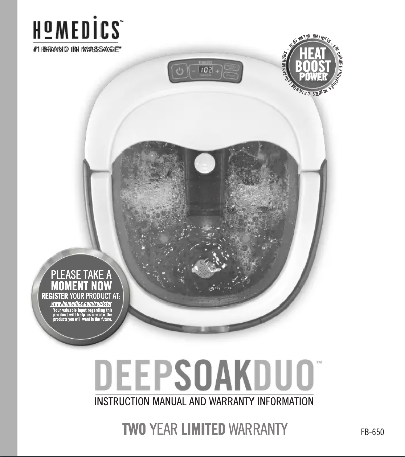 Página 1 del manual Manual de usuario Homedics FB-650