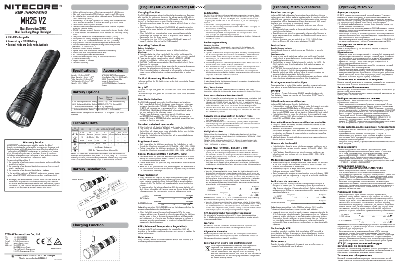 Page n°1 - Manuel utilisateur Nitecore MH25 V2