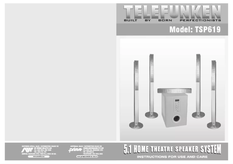 Page n°1 - Manuel utilisateur Telefunken TSP 619