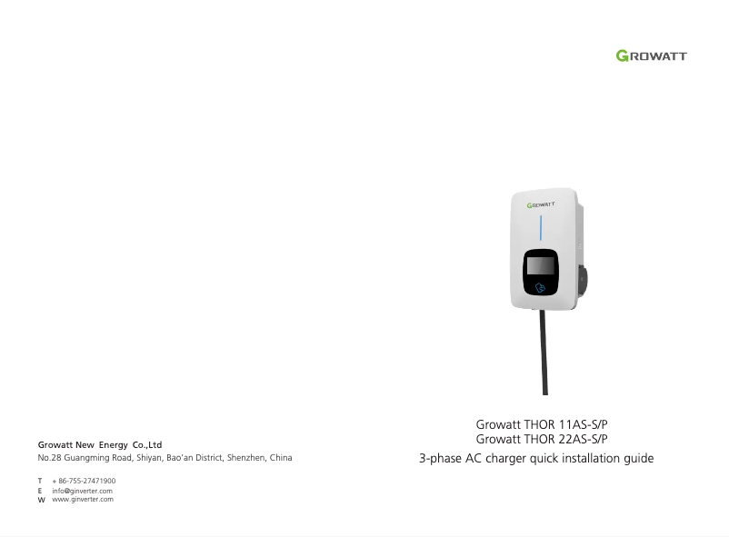 Page 1 de la notice Manuel utilisateur Growatt THOR 11AS-S