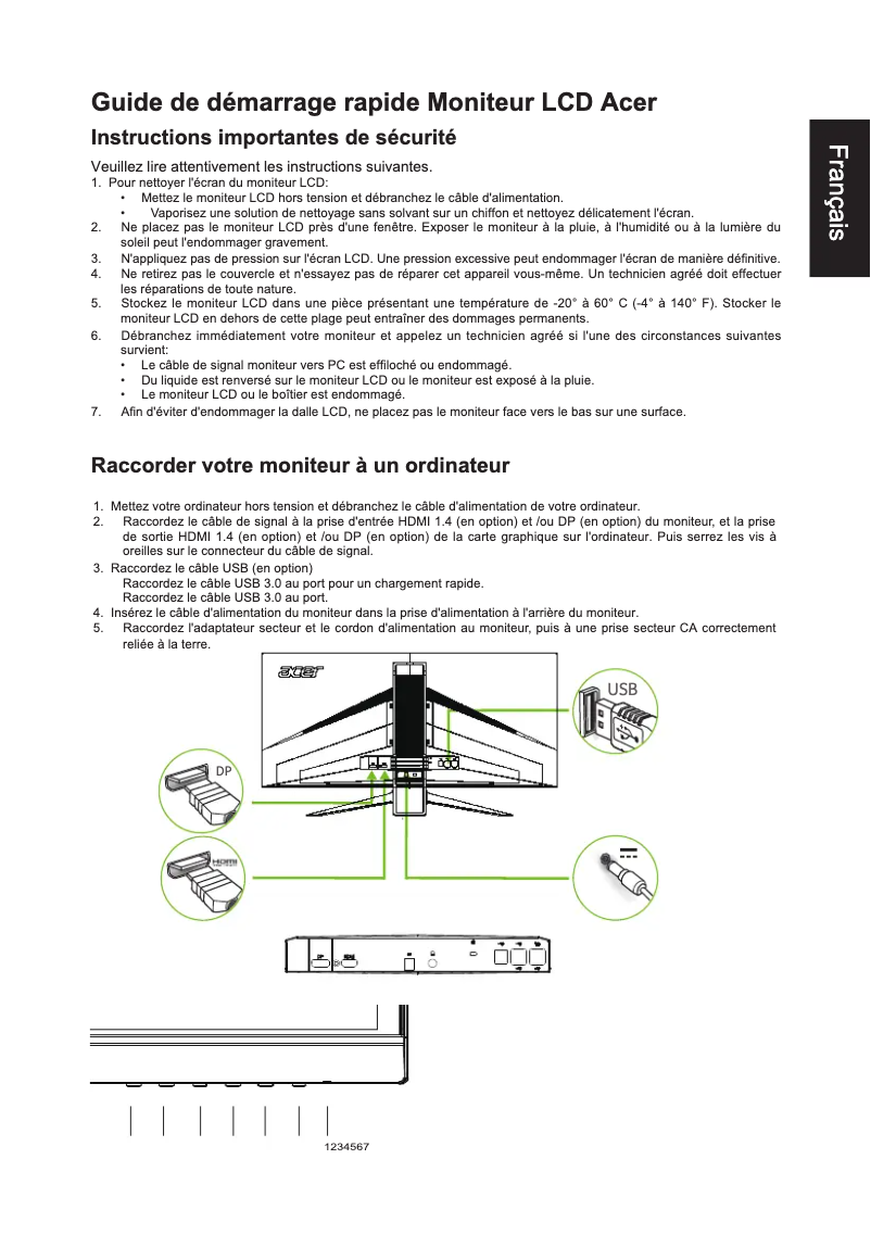 Page 1 de la notice Manuel utilisateur Acer Predator X34