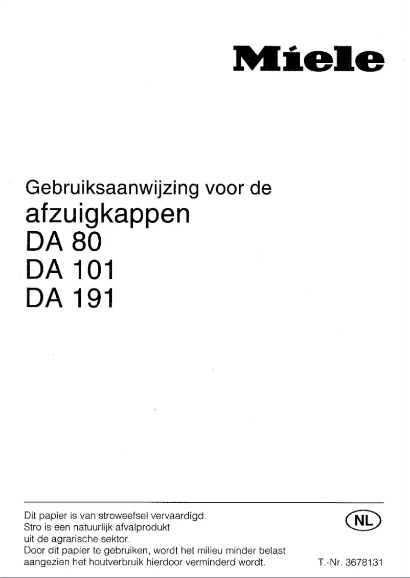 Page 1 de la notice Manuel utilisateur Miele DA 101