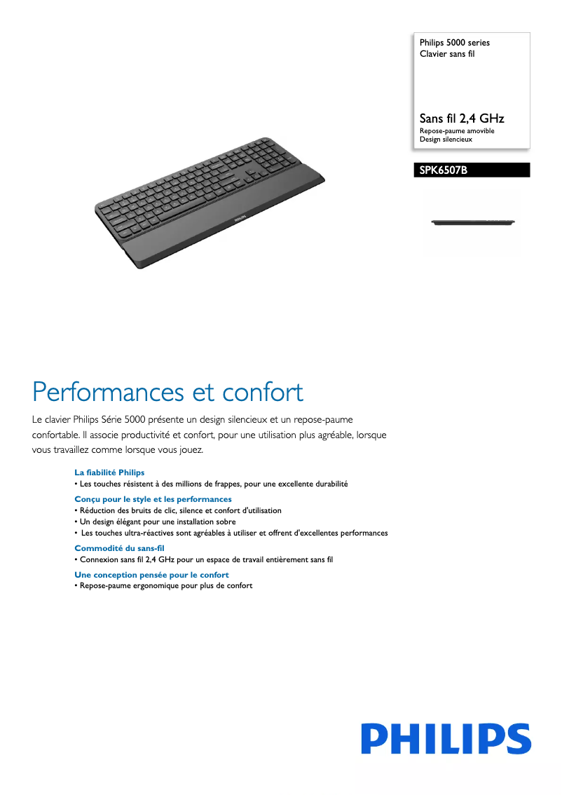 Page 1 of the manual Technical Sheet Philips SPK6507