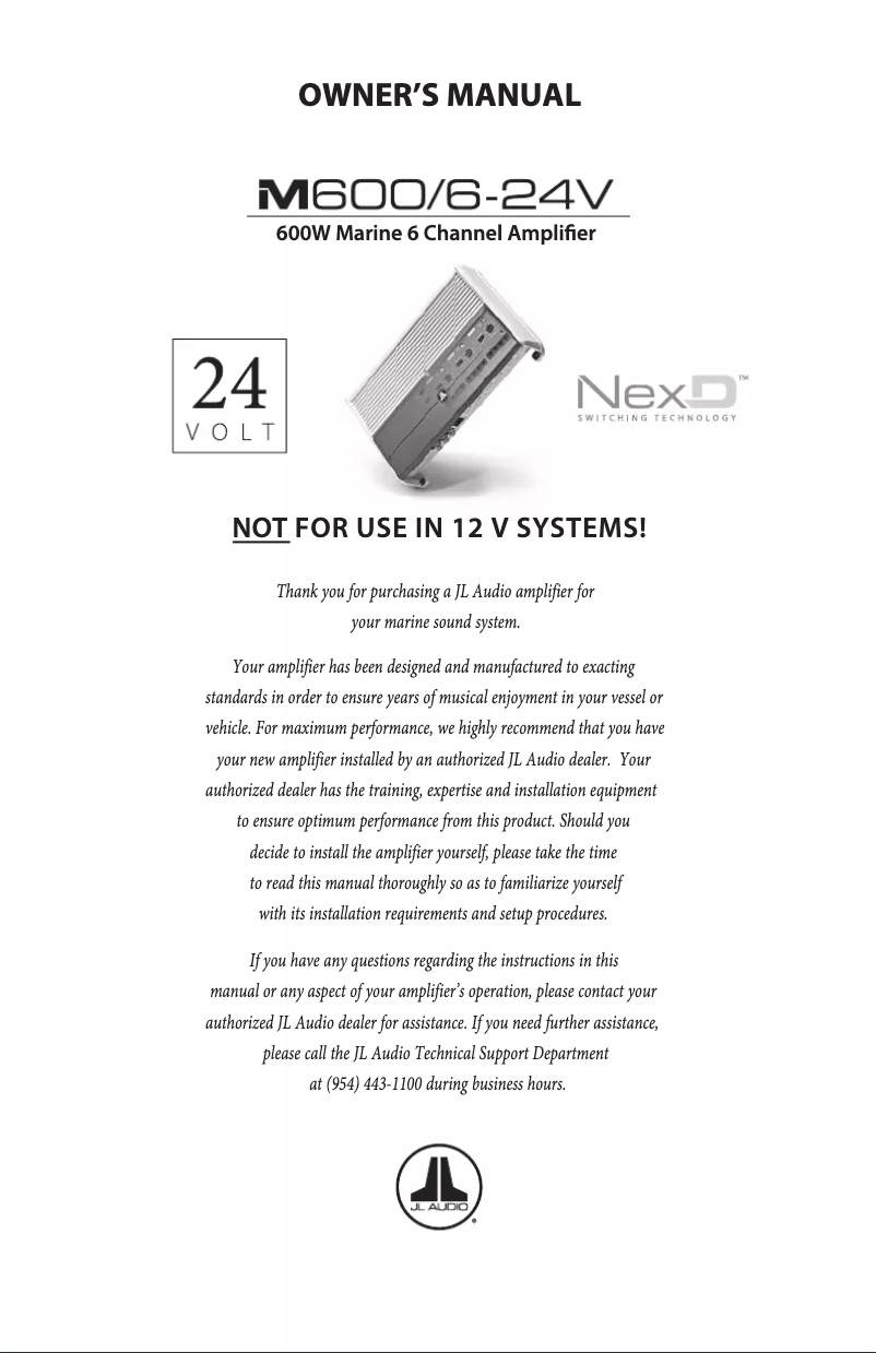 Página 1 del manual Manual de usuario JL Audio M600/6-24V