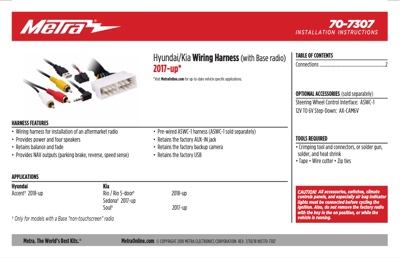 Page n°1 - Mode d'emploi Metra 70-7307