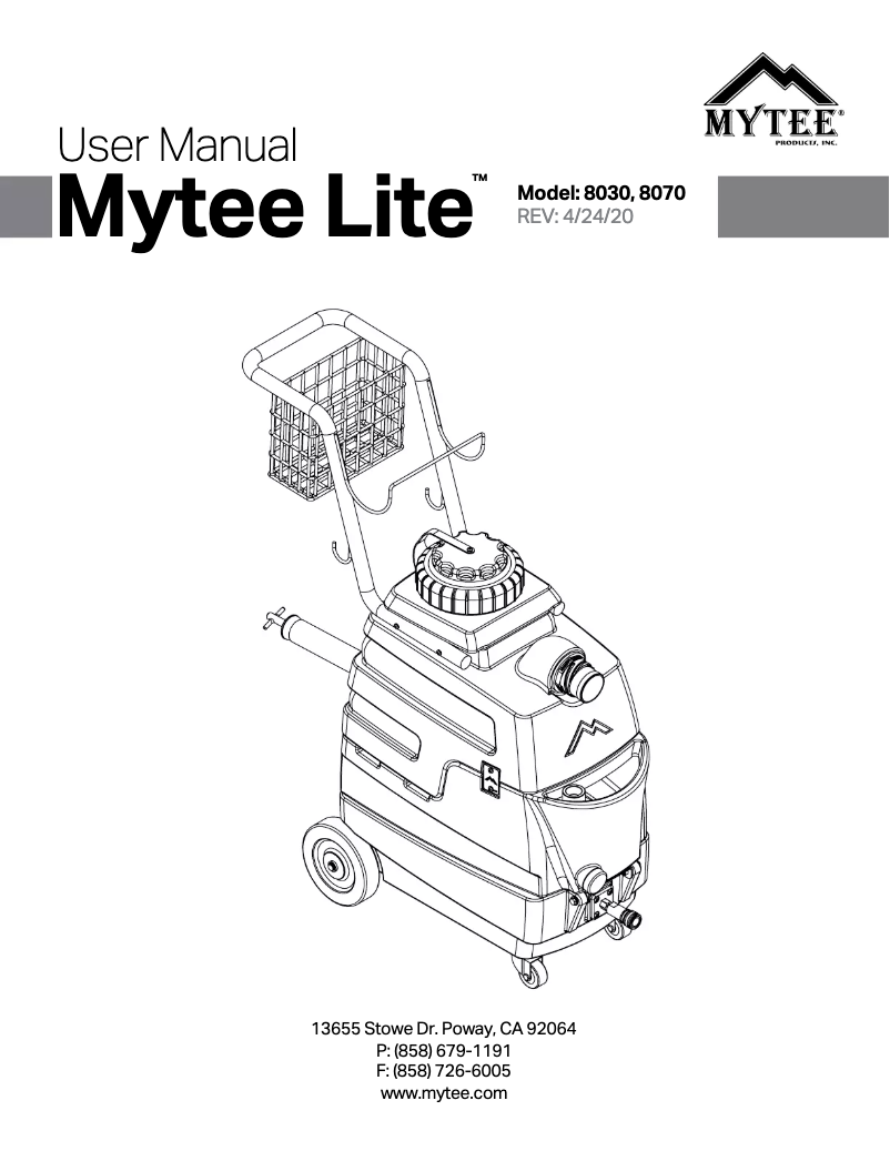 Page 1 de la notice Manuel utilisateur Mytee Lite 8070-SS