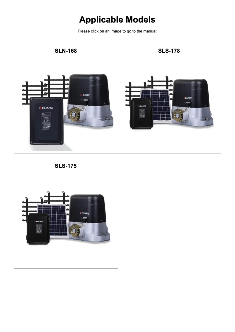 Page 1 de la notice Manuel utilisateur E-Guard SLS-175