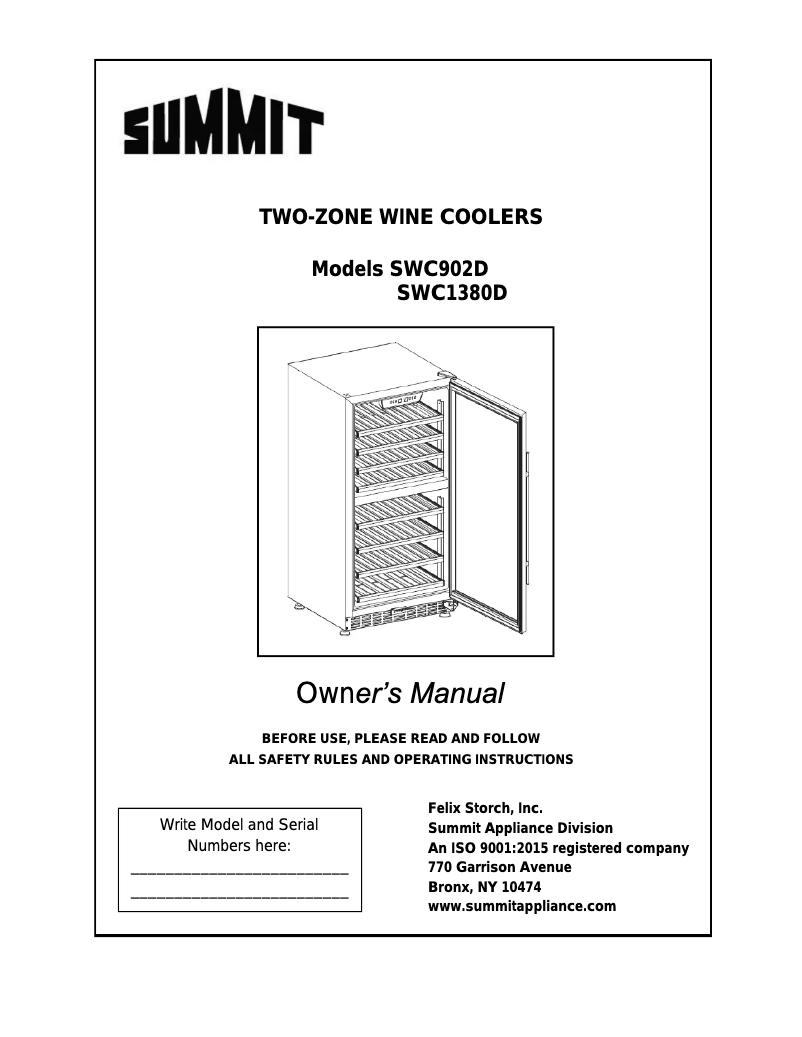 Page 1 de la notice Manuel utilisateur Summit SWC902D