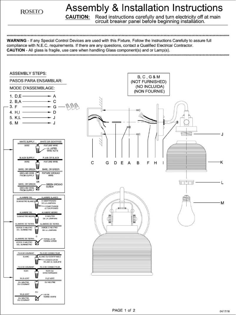 Page n°1 - Manuel utilisateur Roseto Sophia PBF6406ANTN