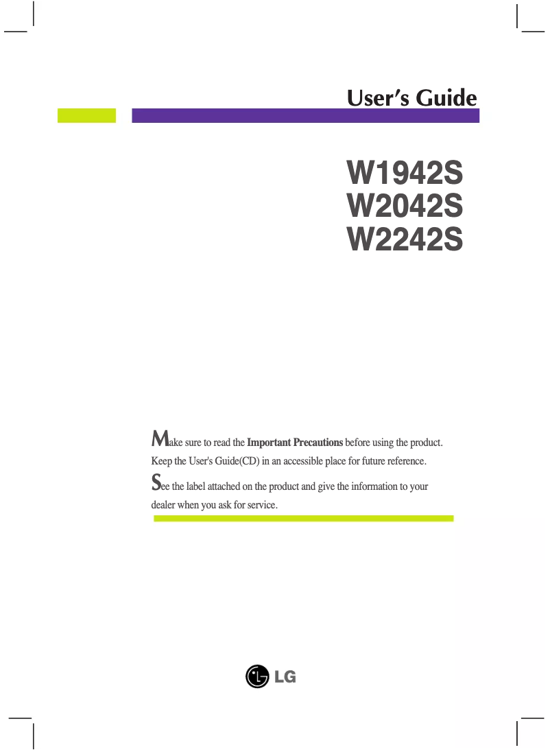 Imagen de la primera página del manual del dispositivo W2042S-PF