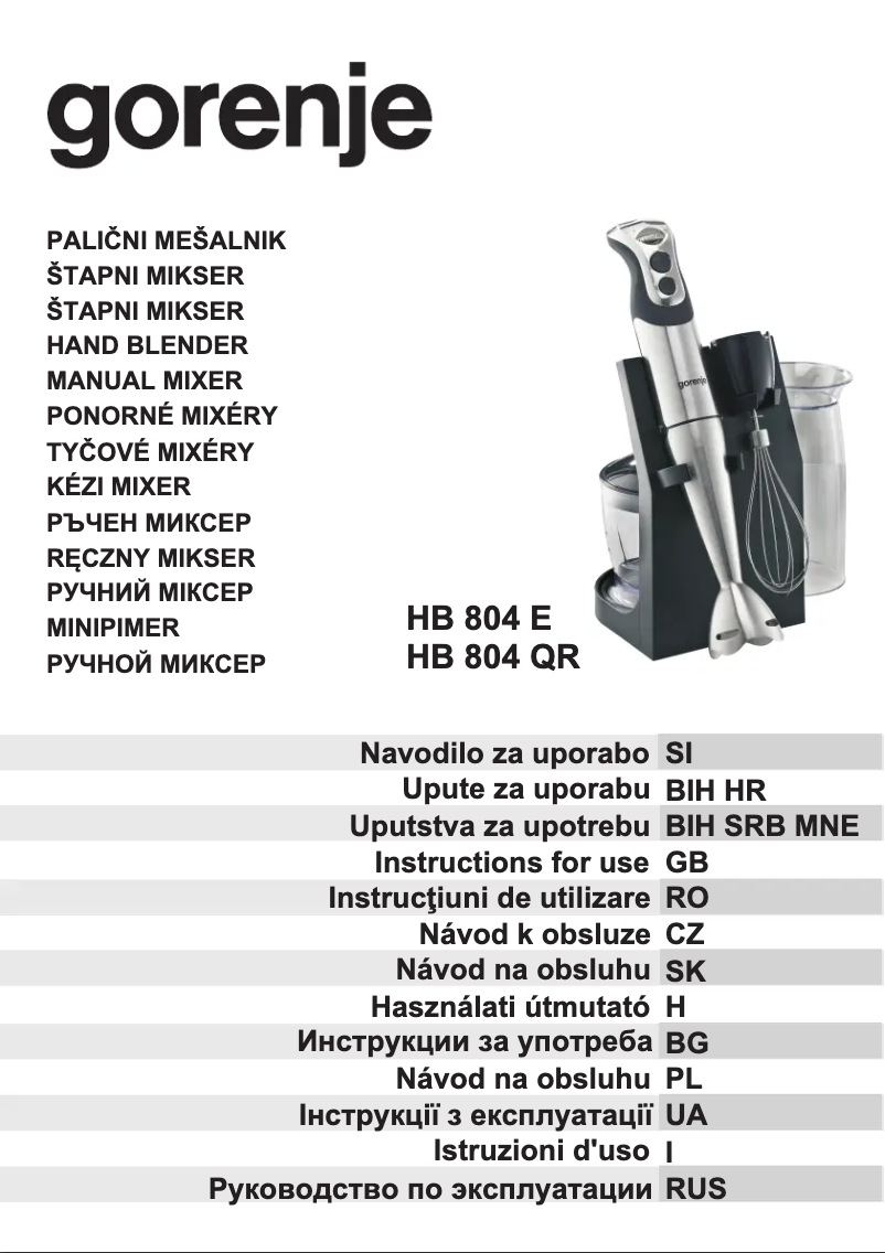 Page n°1 - Manuel utilisateur Gorenje HB804QR